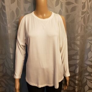 Lou & Grey White Cold Shoulder Stretchy Top